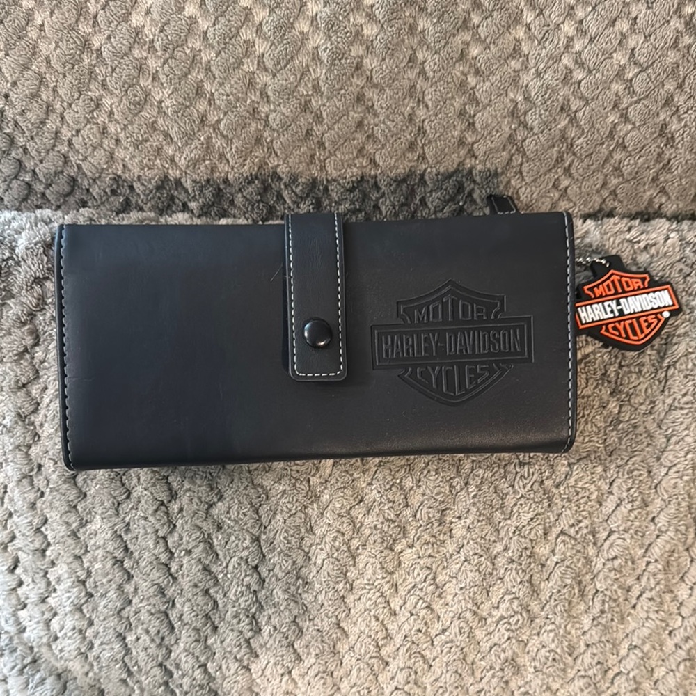 Harley-Davidson Black Leather Wallet with Embossed Logo